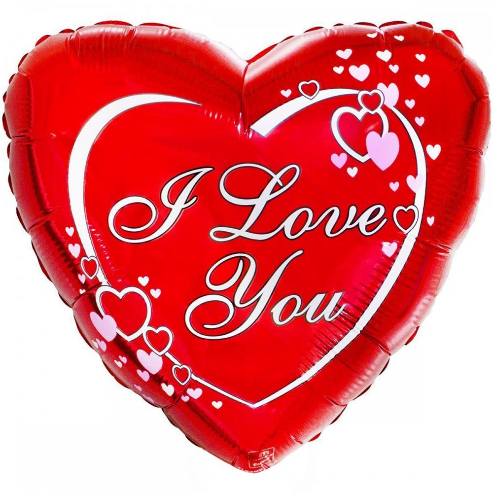 Сердце ILY Сердца на красном 18"
