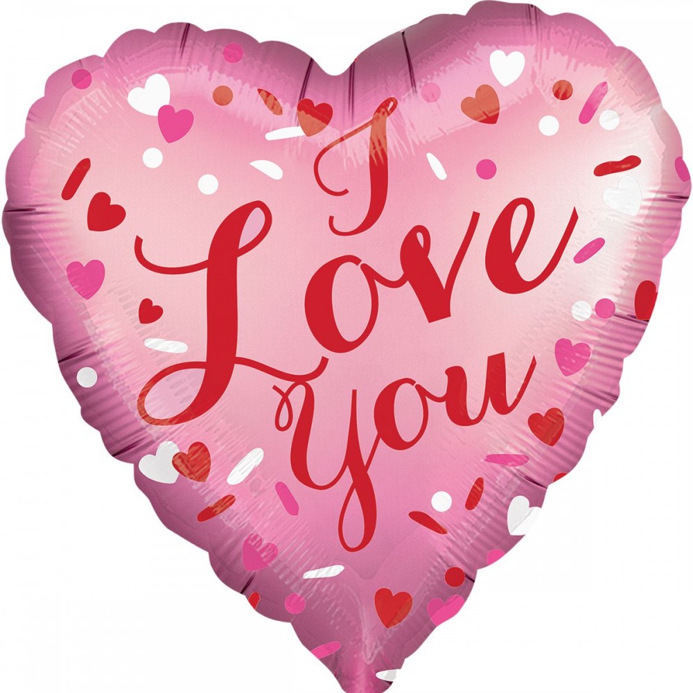 Сердце ILY сатин розовое 18"